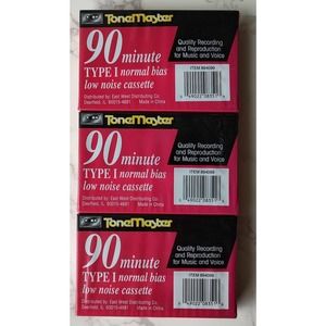 ToneMaster Type 1 Normal Bias 90min Cassette Tapes New Sealed, Lot of 3. B2